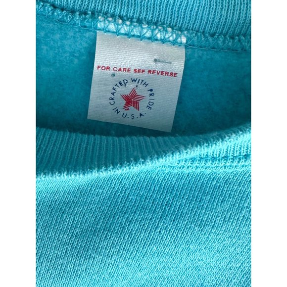 Vintage Bright Blue Unisex Crewneck Sweatshirt | No Size Label - Picture 6 of 6